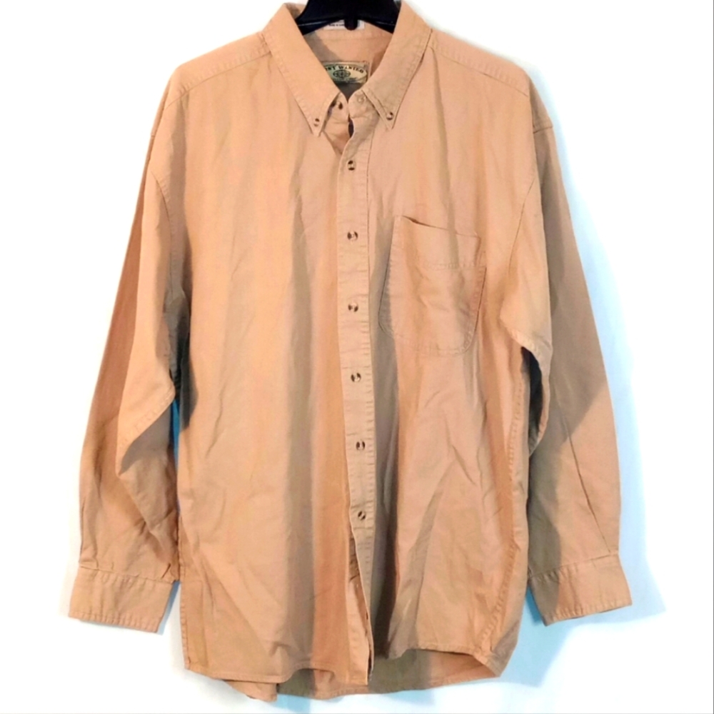 Most Wanted Men's Tan Button-Down Shirt Size XL 100% Cotton